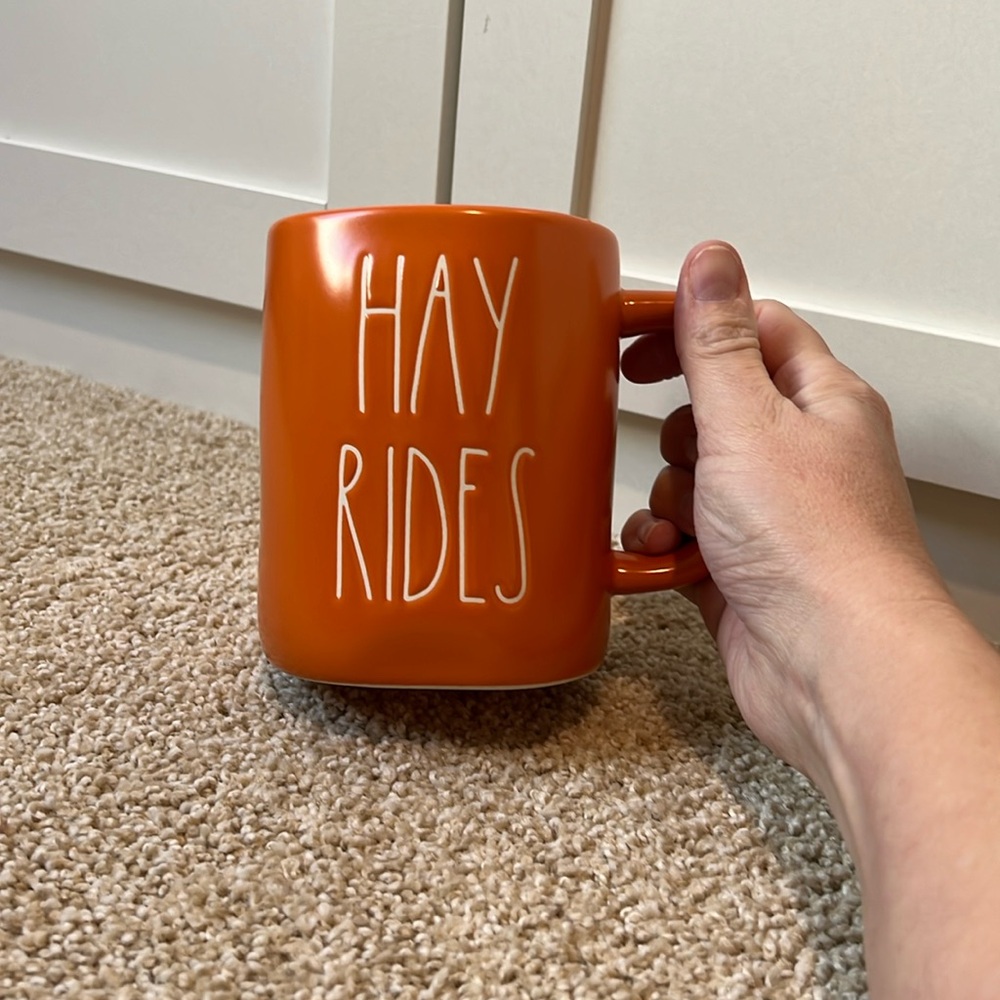 Rae dunn hay rides mug, orange